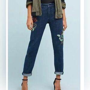 NWT PILCRO AND THE LETTERPRESS 32 Slim boyfriend sequined floral stretch jean